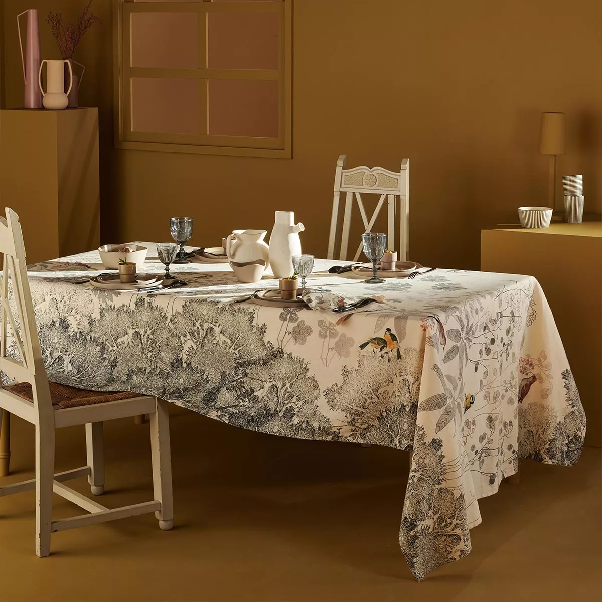 garnier thiebaut Linge de table métis lin & coton beige fusain Modèle monochrome fusain