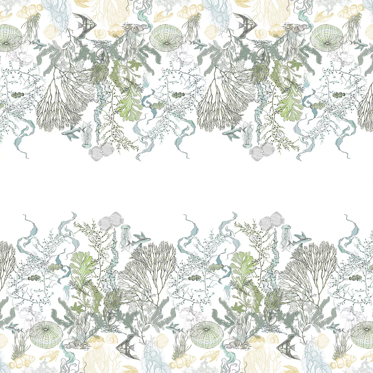 Garnier Thiebaut Linge De Table Métis Lin & Coton Bleu Verde Modèle Balade Marine Verde