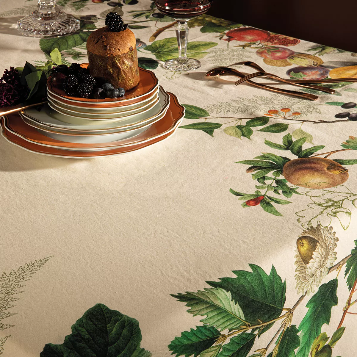 Garnier Thiebaut Linge De Table Métis Lin & Coton Multicolore Naturel Modèle Abondance D'automne Naturel