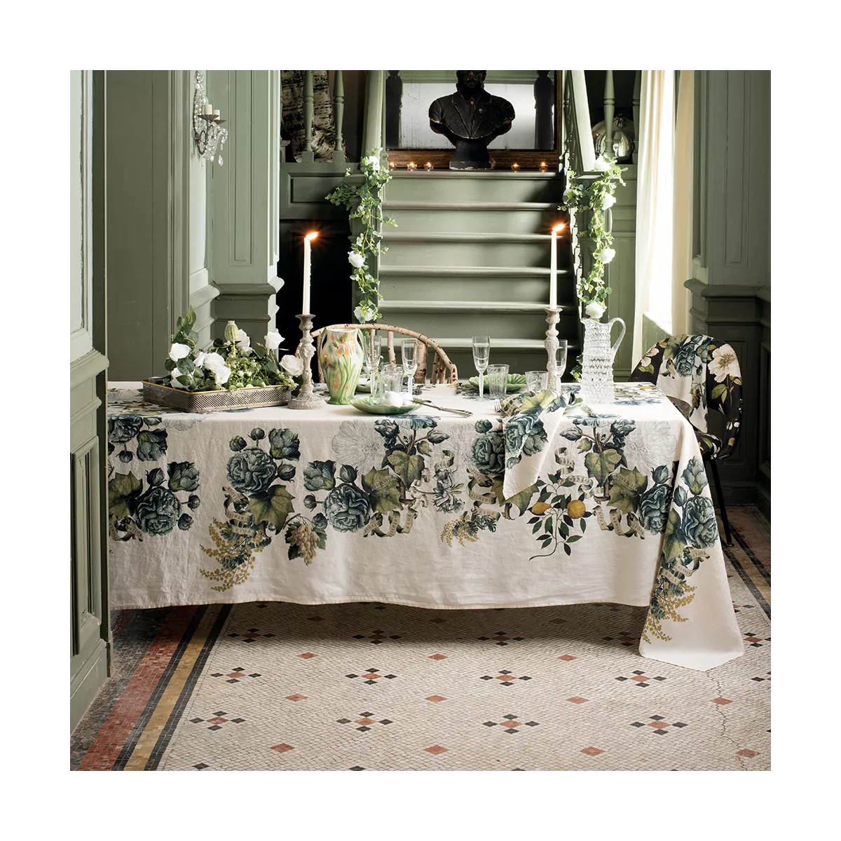 Garnier Thiebaut Linge De Table Métis Lin & Coton Multicolore Naturel Modèle Giardino Naturel
