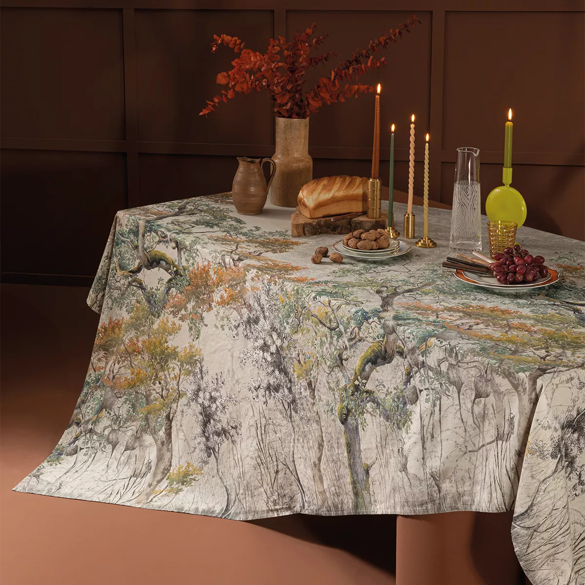 Garnier Thiebaut Linge De Table Métis Lin & Coton Multicolore Parchemin Modèle Bois De Mystere Parchemin