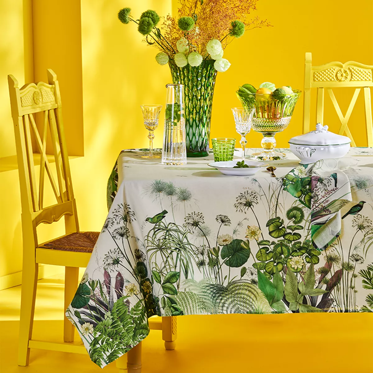 Garnier Thiebaut Linge De Table Métis Lin & Coton Multicolore Parchemin Modèle Nenuphars Parchemin