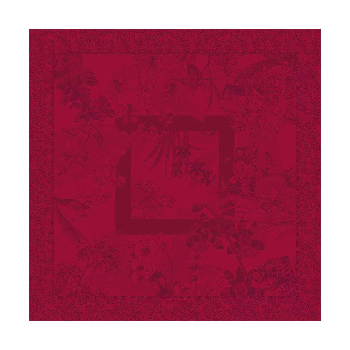 Garnier Thiebaut Linge De Table Pur Coton Antitache Déperlant Bordeaux Bordeaux Modèle Orchidees Bordeaux