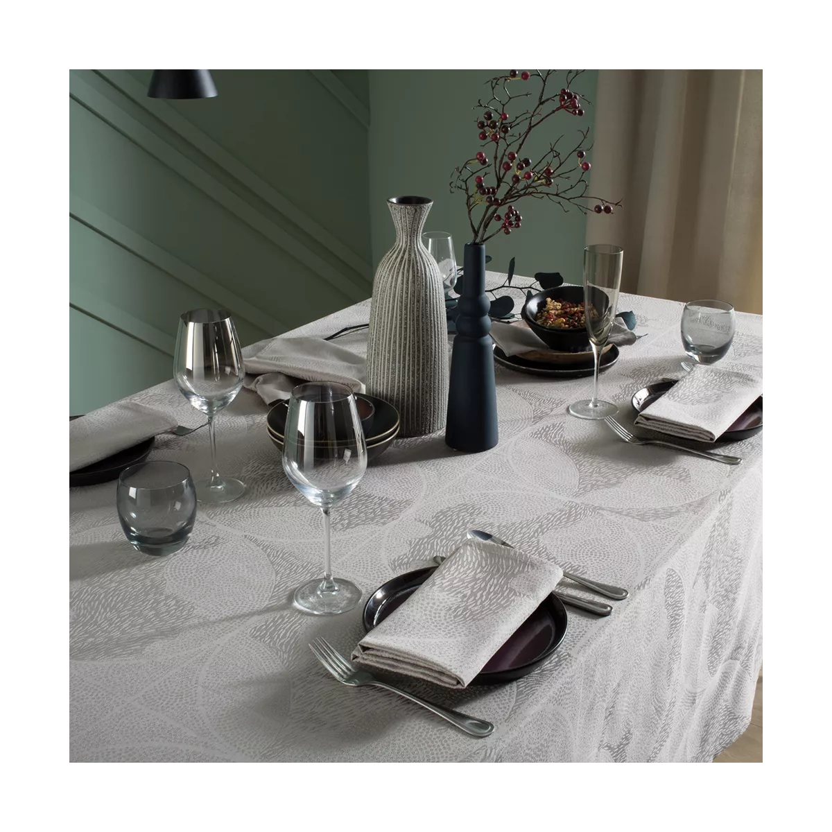 Garnier Thiebaut Linge De Table Pur Coton Beige Nacre Modèle Mille Gouttes Nacre