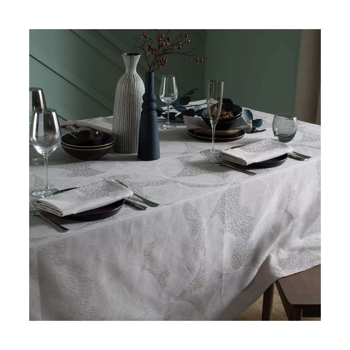 Garnier Thiebaut Linge De Table Pur Coton Beige Nacre Modèle Mille Gouttes Nacre