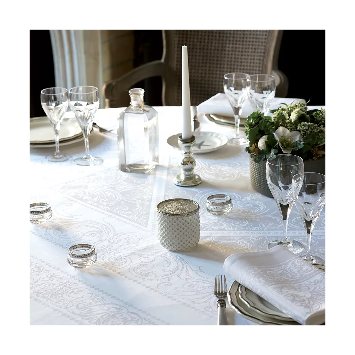 garnier thiebaut Linge de table pur coton bio pur coton bio blanc neige Modèle alexandrine neige