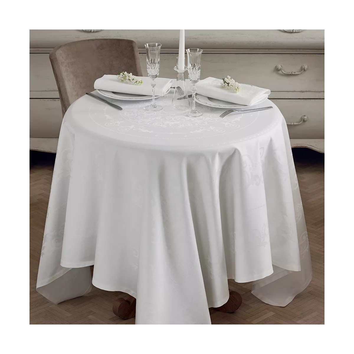 garnier thiebaut Linge de table pur coton blanc blanc Modèle comtesse blanc