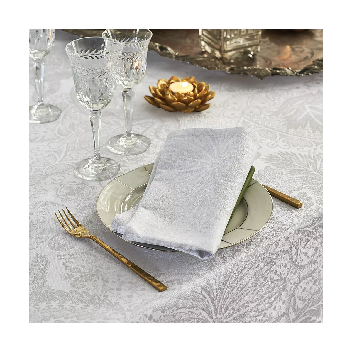 Garnier Thiebaut Linge De Table Pur Coton Blanc Blanc Modèle Mille Isaphire Blanc