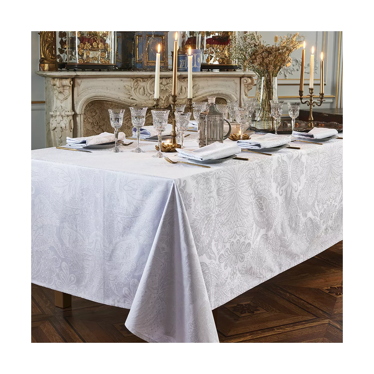garnier thiebaut Linge de table pur coton blanc blanc Modèle mille isaphire blanc