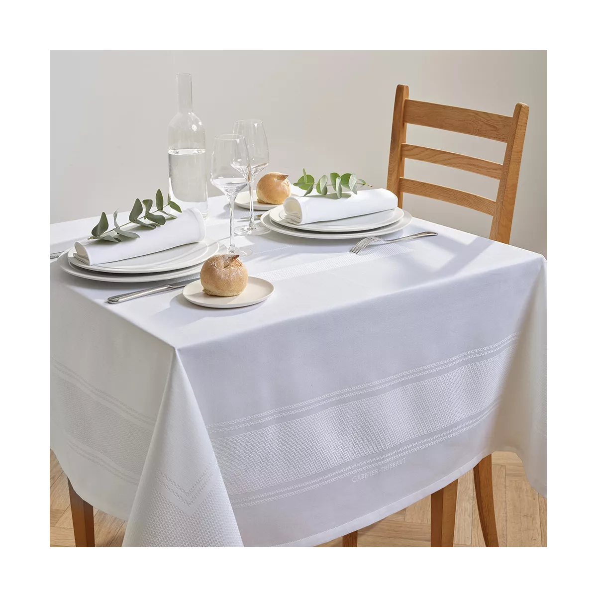 garnier thiebaut Linge de table pur coton blanc blanc Modèle signature blanc