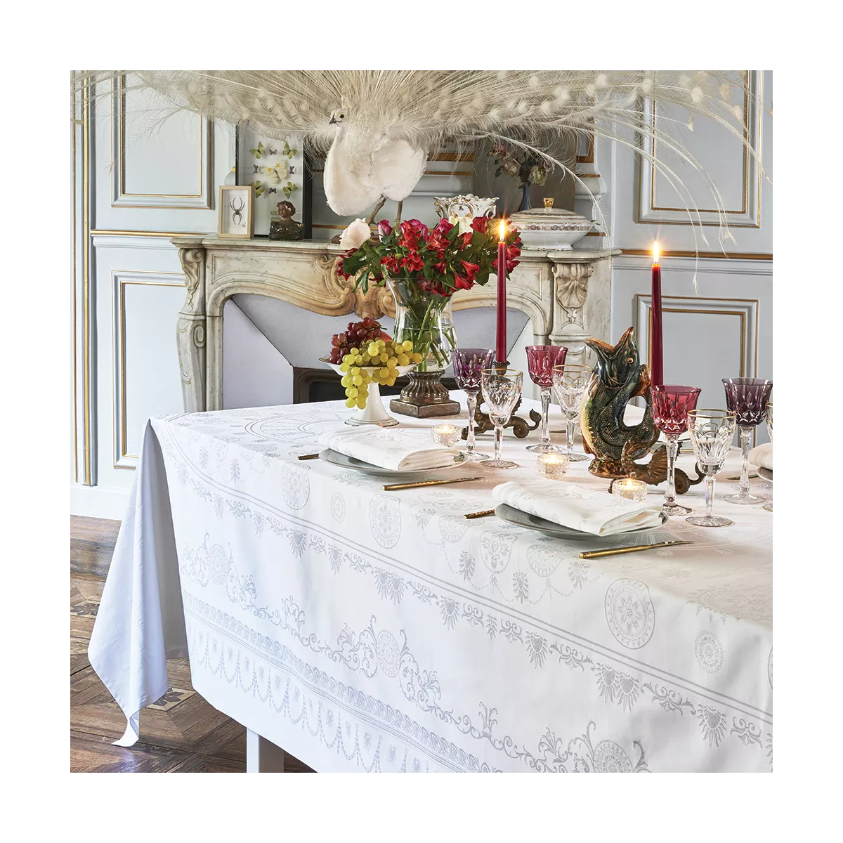 garnier thiebaut Linge de table pur coton blanc diamant Modèle eloise diamant