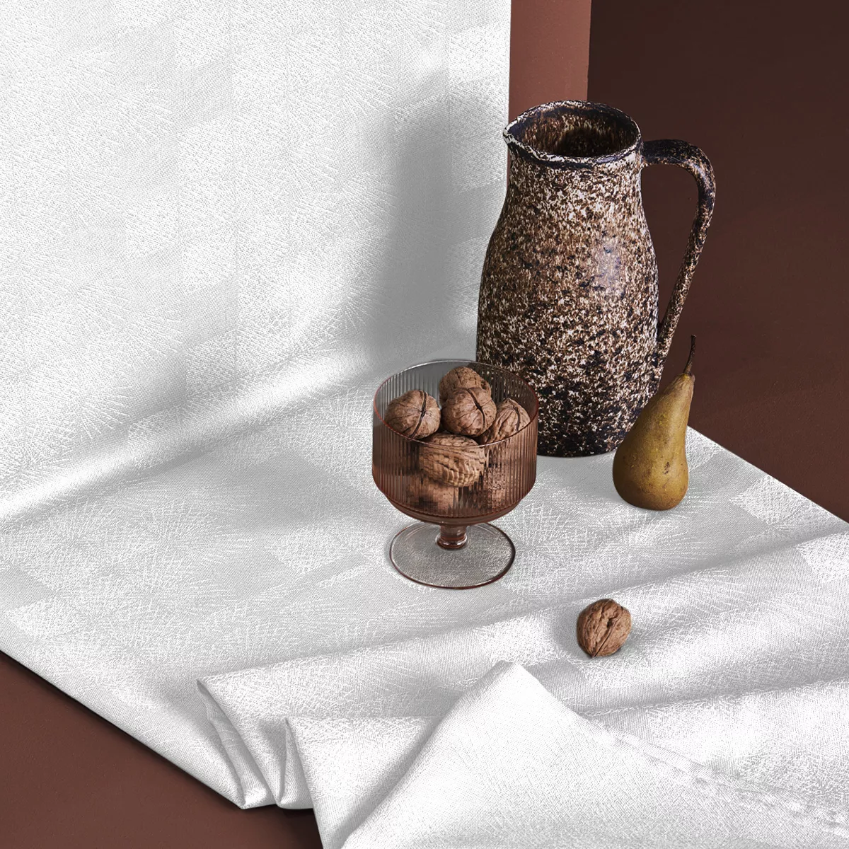 garnier thiebaut Linge de table pur coton blanc neige Modèle epis neige