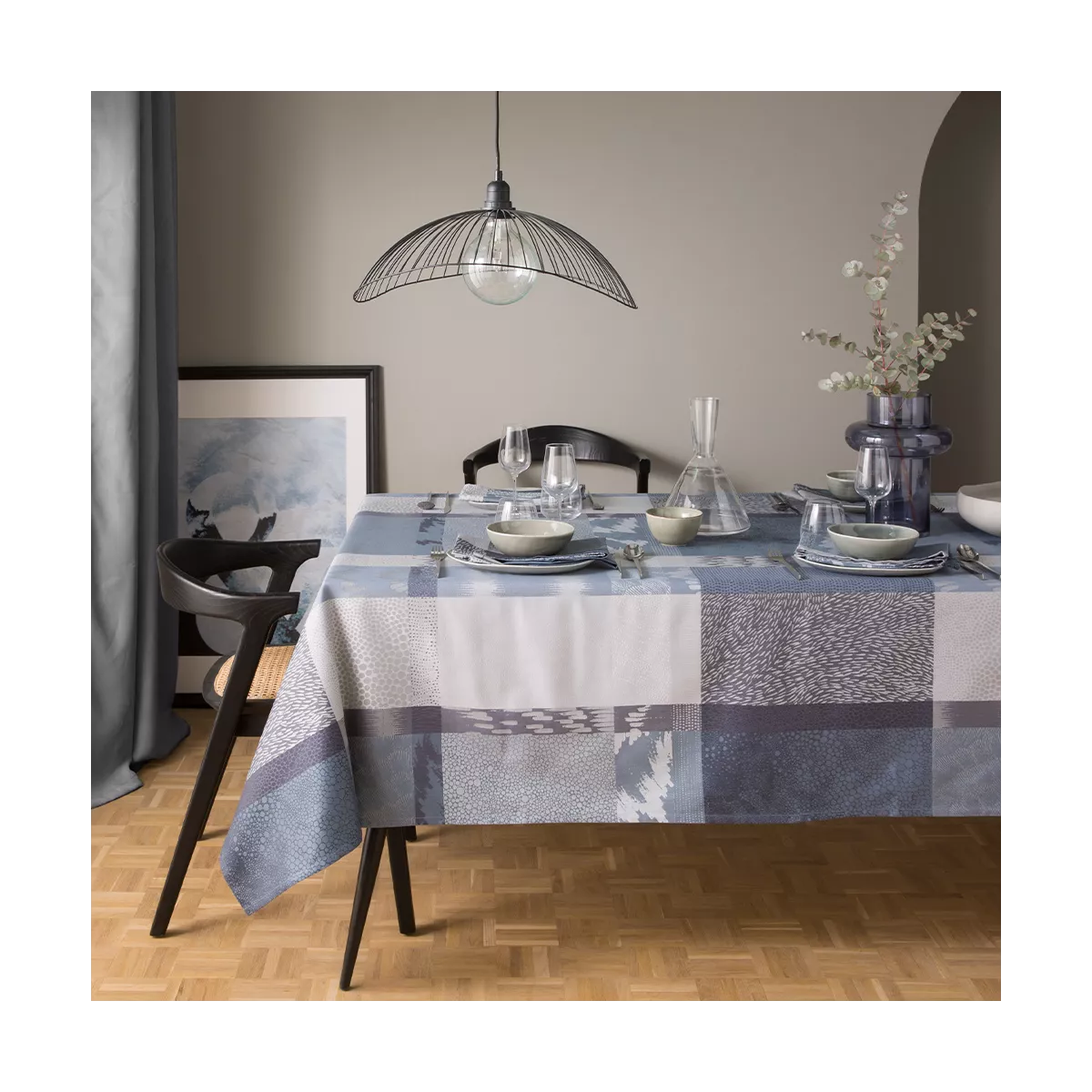 garnier thiebaut Linge de table pur coton bleu orage Modèle mille matieres orage