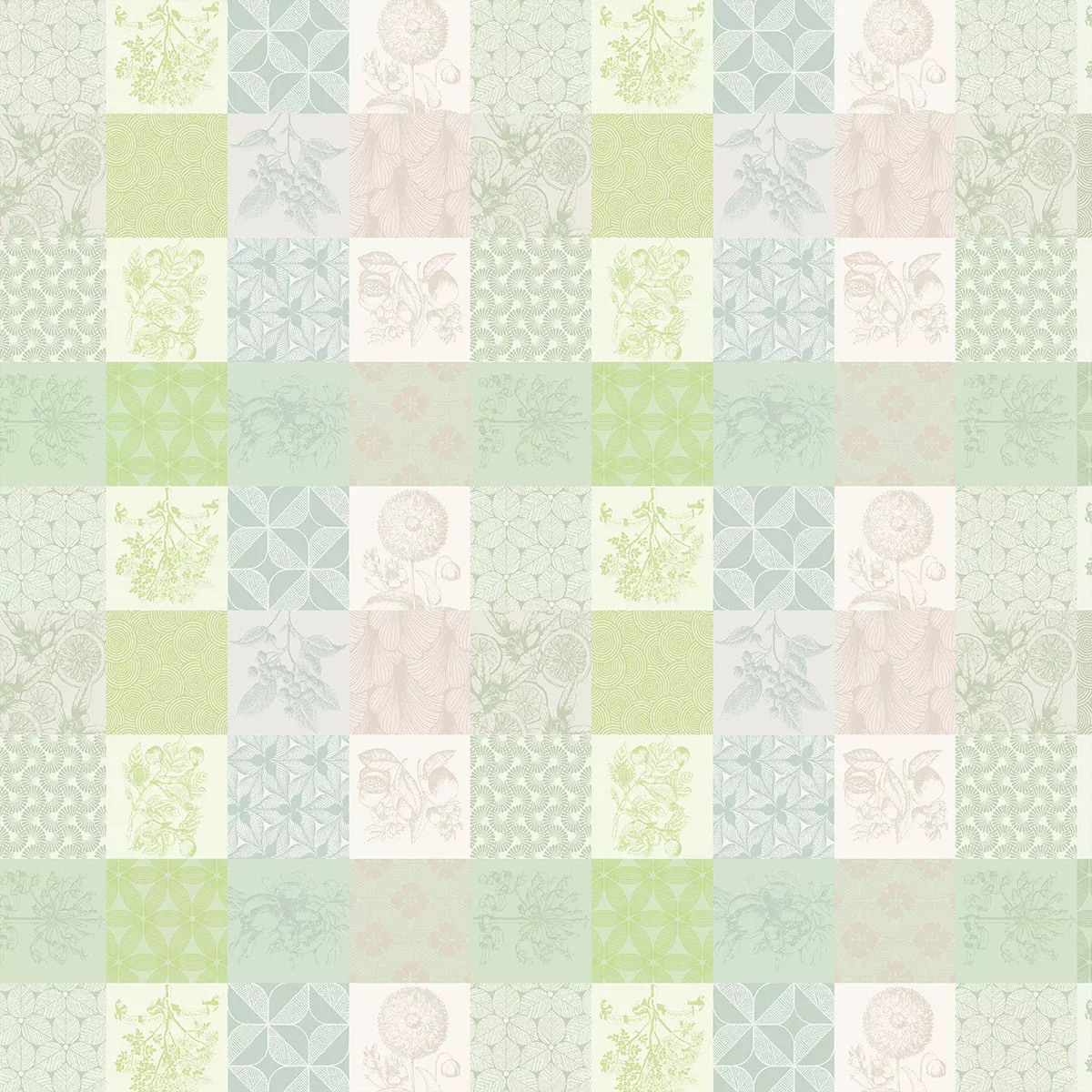 Garnier Thiebaut Linge De Table Pur Coton Enduit Imperméable Beige Verde Modèle Mille Parfums Verde