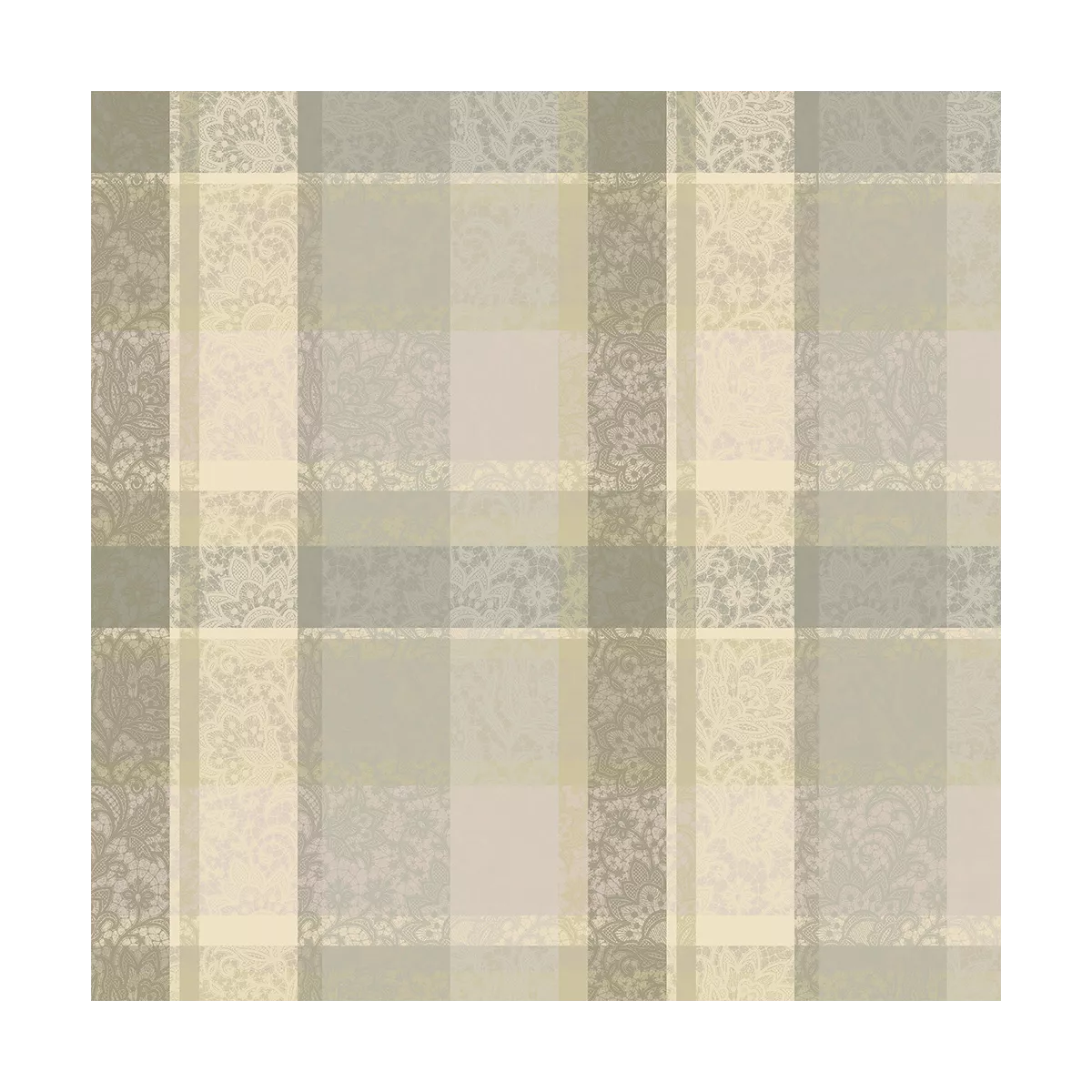 Garnier Thiebaut Linge De Table Pur Coton Enduit Imperméable Beige Naturel Modèle Mille Dentelles Naturel