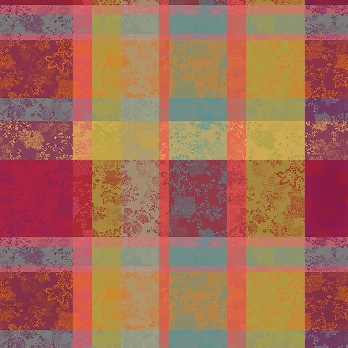 Garnier Thiebaut Linge De Table Pur Coton Enduit Imperméable Bordeaux Automne Modèle Mille Sous Bois Automne