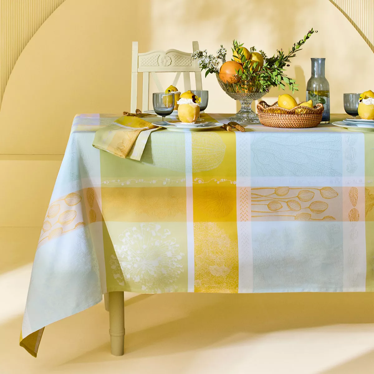 Garnier Thiebaut Linge De Table Pur Coton Jaune Aube Modèle Mille Lieues Aube