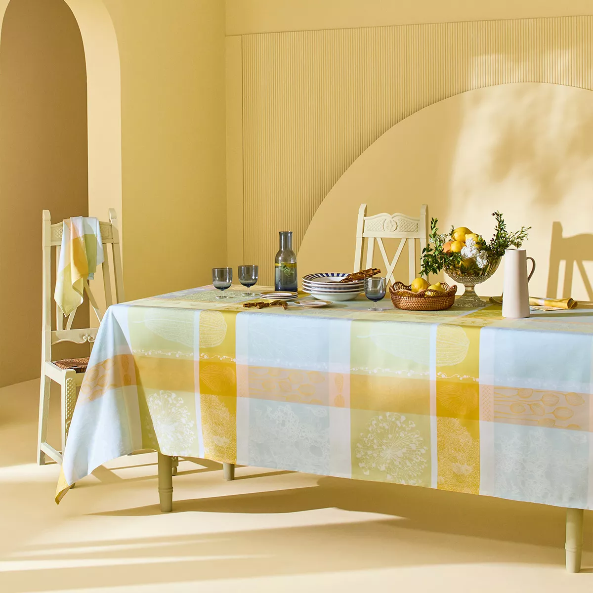 garnier thiebaut Linge de table pur coton jaune aube Modèle mille lieues aube