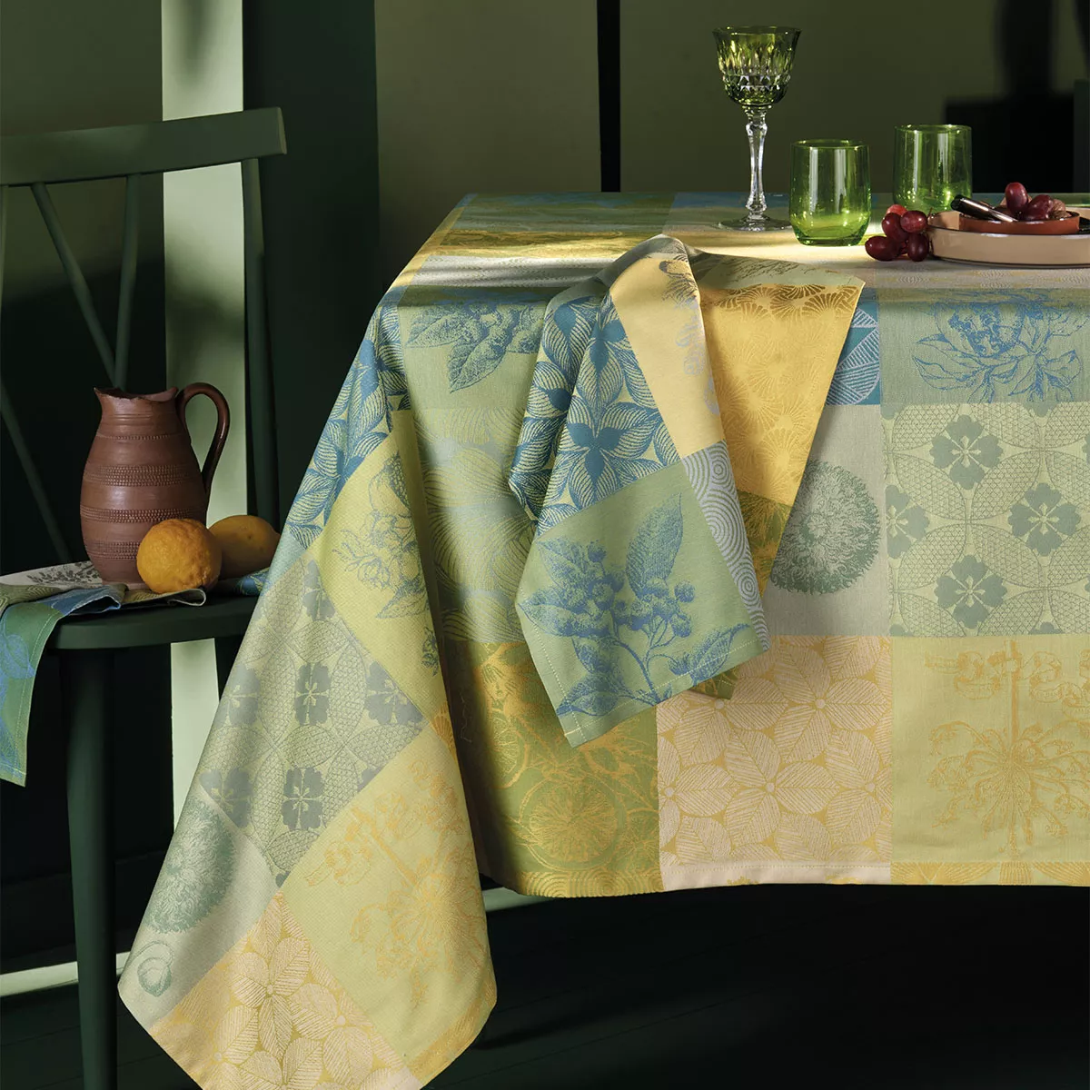 Garnier Thiebaut Linge De Table Pur Coton Jaune Limoni Modèle Mille Parfums Limoni