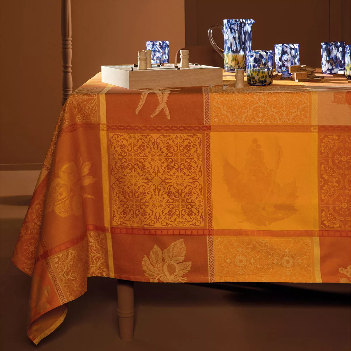 Garnier Thiebaut Linge De Table Pur Coton Jaune Ocre Modèle Mille Tutti Frutti Ocre