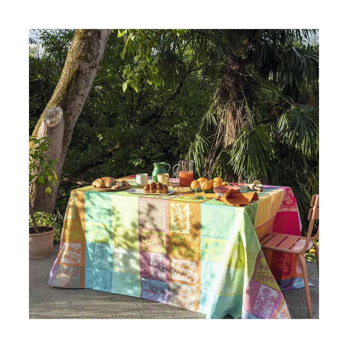 Garnier Thiebaut Linge De Table Pur Coton Multicolore Arc En Ciel Modèle Mille Vegetaux Arc En Ciel