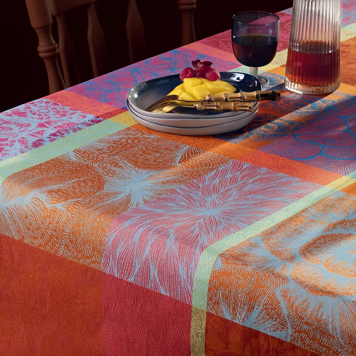 Garnier Thiebaut Linge De Table Pur Coton Multicolore Floralies Modèle Mille Petales Floralies