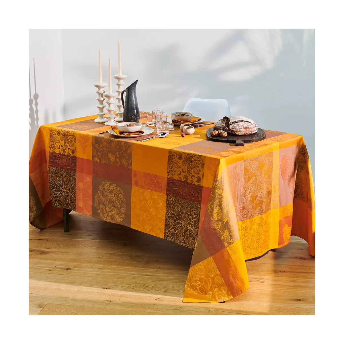 Garnier Thiebaut Linge De Table Pur Coton Orange Potiron Modèle Mille Bois D'automne Potiron