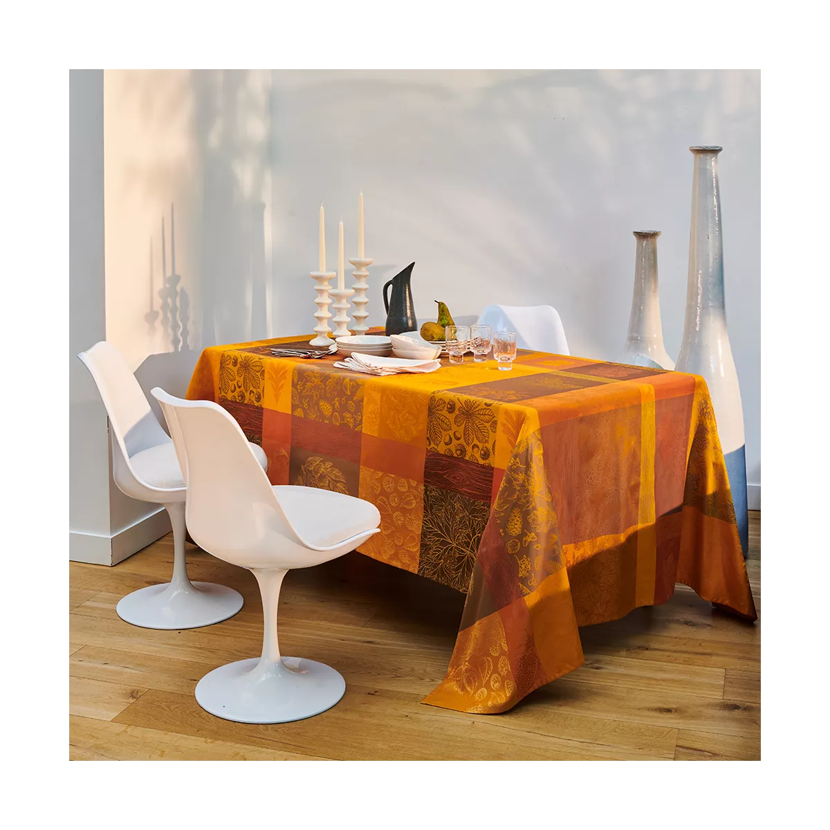 garnier thiebaut Linge de table pur coton orange potiron Modèle mille bois d'automne potiron