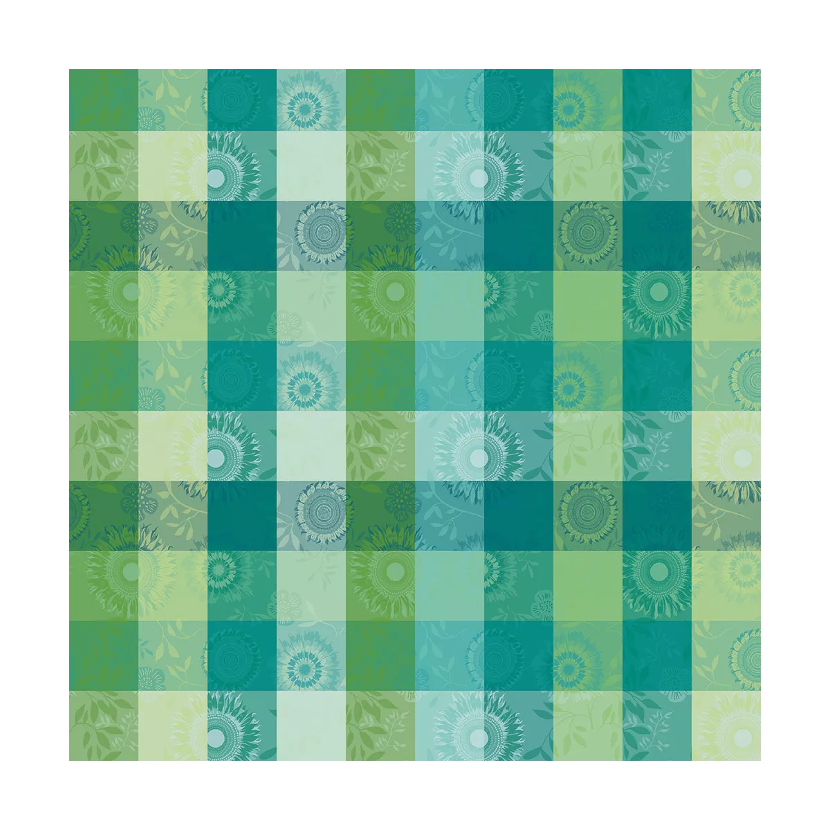 Garnier Thiebaut Linge De Table Pur Coton Vert Chlorophylle Modèle Mille Tournesols Chlorophylle