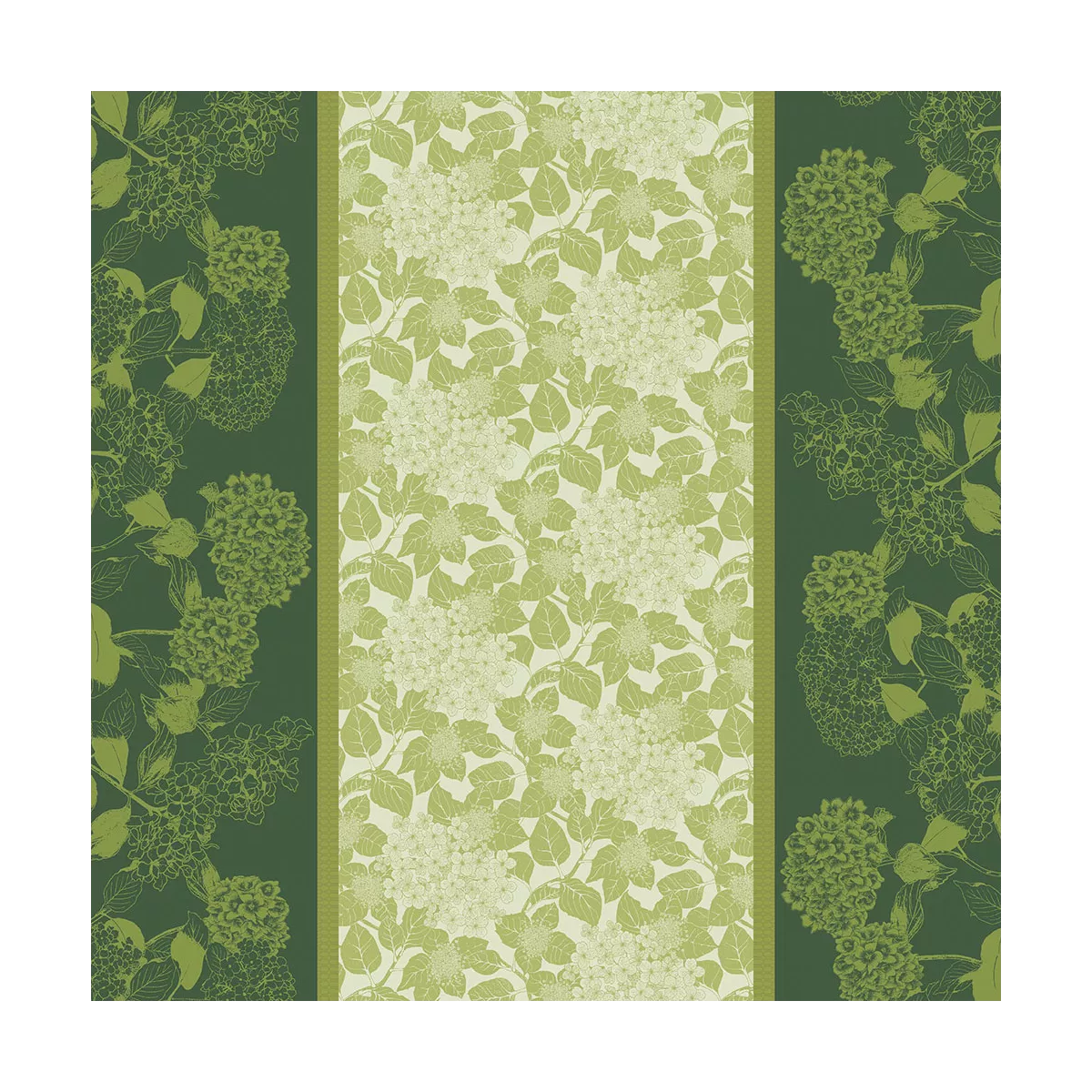 Garnier Thiebaut Linge De Table Pur Coton Vert Vert Modèle Mille Hortensias Vert