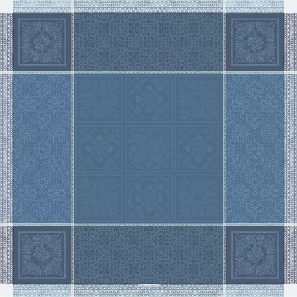 Garnier Thiebaut Linge De Table Pur Lin Antitache Déperlant Bleu Bleu Modèle Harmonie Bleu