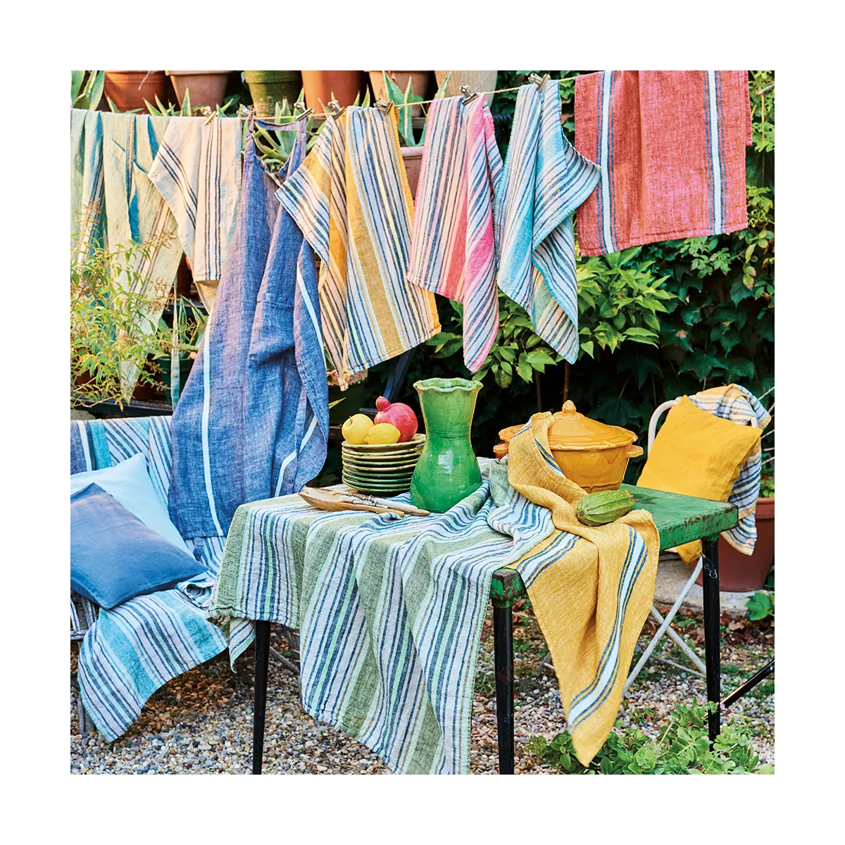 garnier thiebaut Linge de table pur lin gris naturel Modèle sombrilla naturel