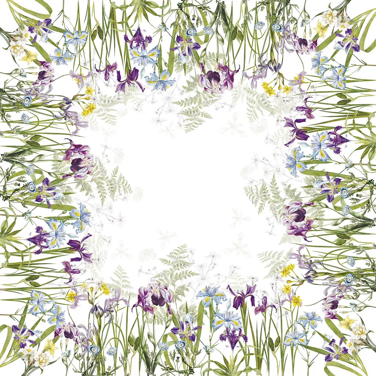 Garnier Thiebaut Linge De Table Pur Lin Multicolore Blanc Modèle Iris D'hiver Blanc