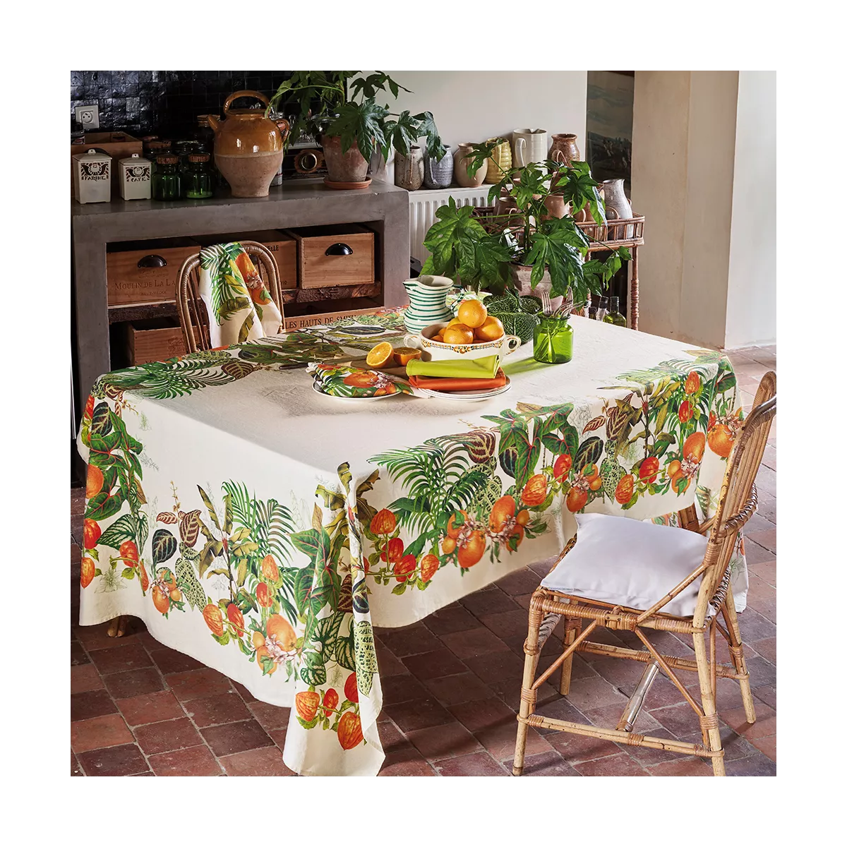 garnier thiebaut Linge de table pur lin multicolore natural Modèle vintage garden natural
