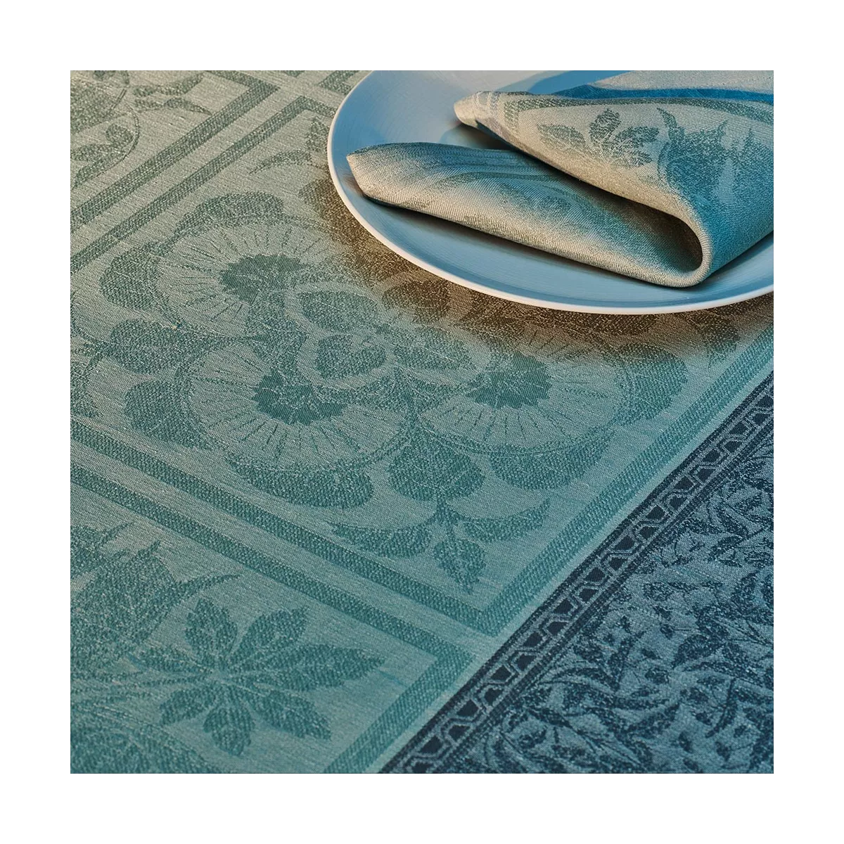 Garnier Thiebaut Linge De Table Pur Lin Vert Opaline Modèle Harmonie Opaline
