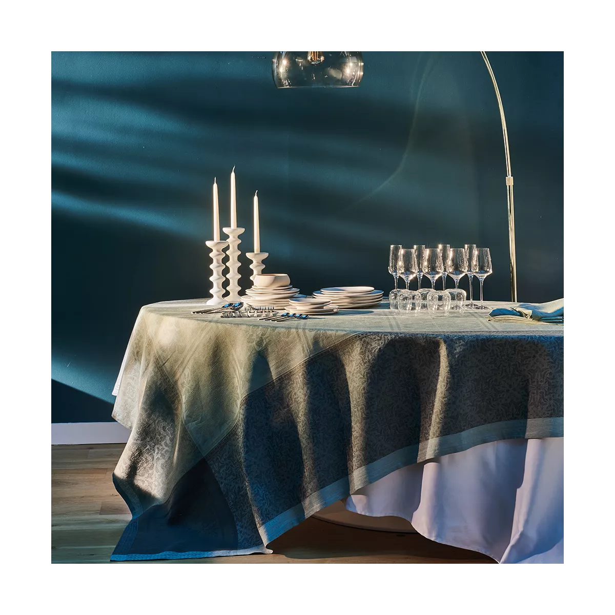garnier thiebaut Linge de table pur lin vert opaline Modèle harmonie opaline