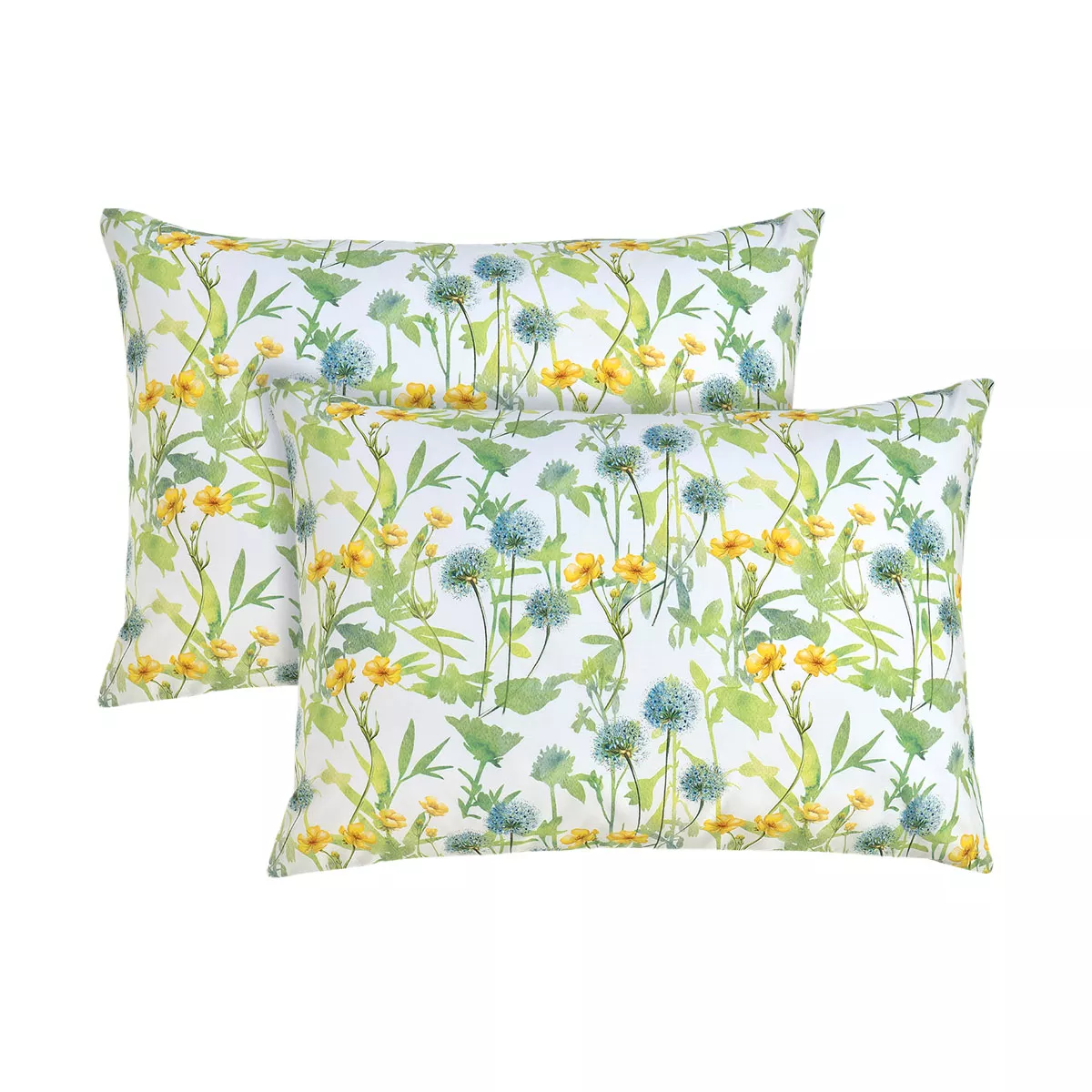 garnier thiebaut Lot de 2 taies percale de coton 80 fils/cm² coloris jaune prairie Aube florale prairie
