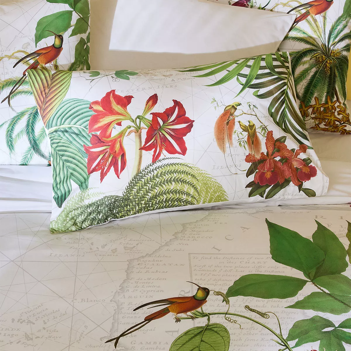 Garnier Thiebaut Lot De 2 Taies Percale De Coton 80 Fils/cm² Coloris Vert Paradis Escales Paradis