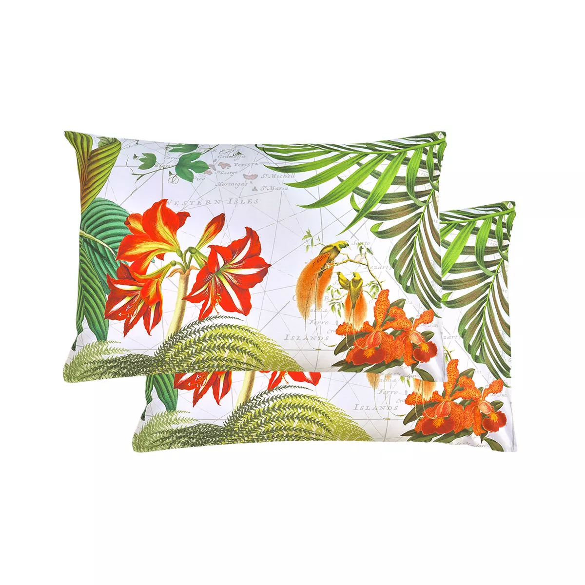 garnier thiebaut Lot de 2 taies percale de coton 80 fils/cm² coloris vert paradis Escales paradis