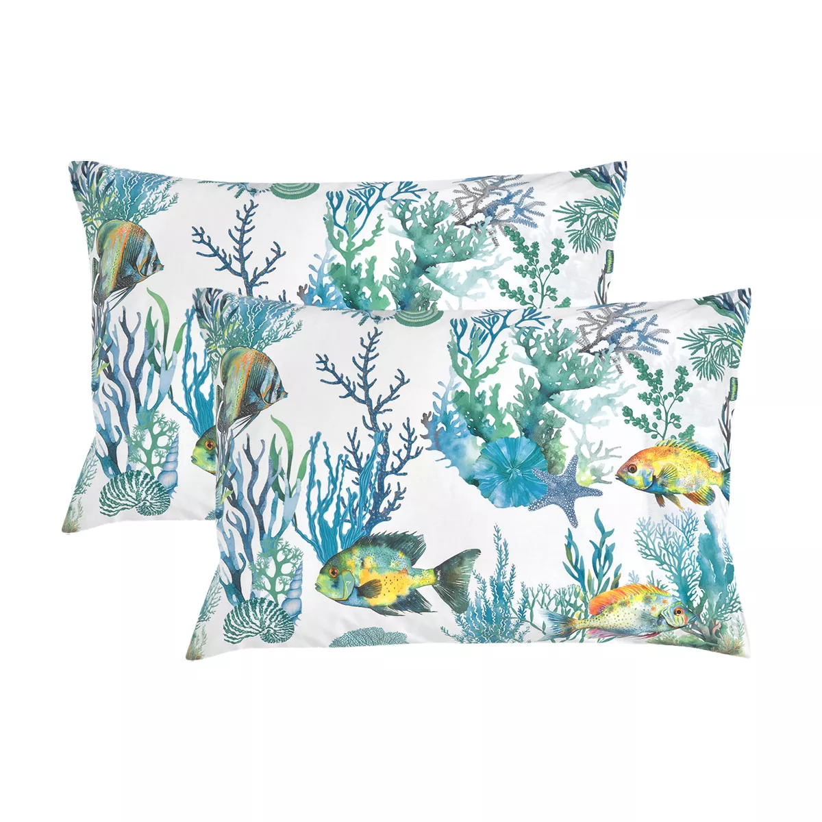 garnier thiebaut Lot de 2 taies percale de coton 80 fils/cm² coloris blanc blanc Naia blanc