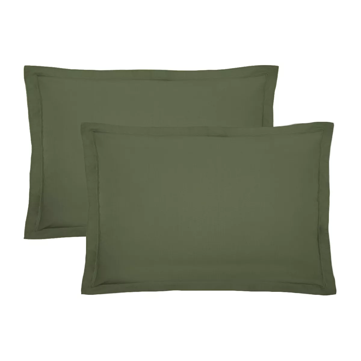 Garnier Thiebaut Lot De 2 Taies Percale De Coton 90 Fils/cm² Coloris Vert Kaki Olana Kaki