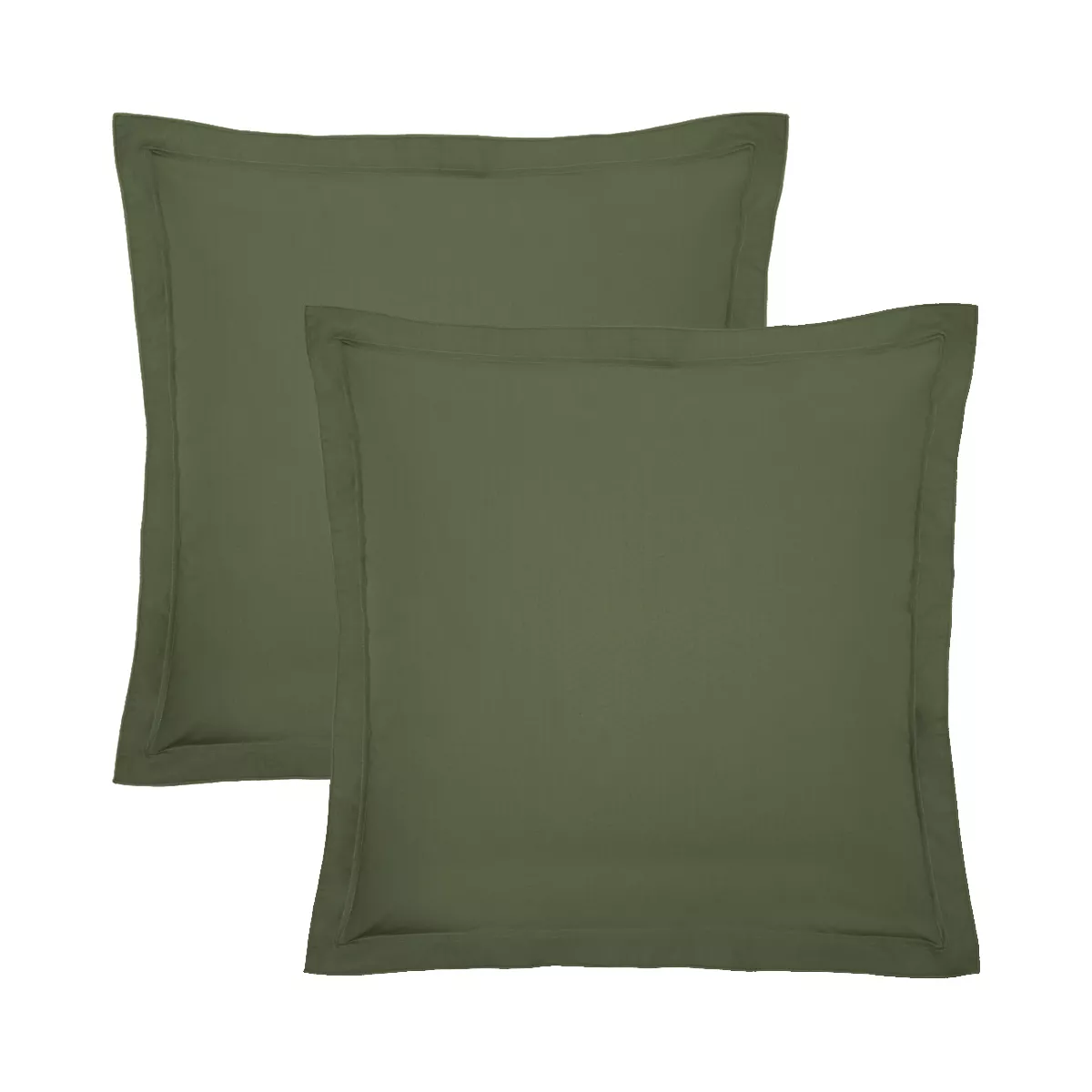 garnier thiebaut Lot de 2 taies percale de coton 90 fils/cm² coloris vert kaki Olana kaki