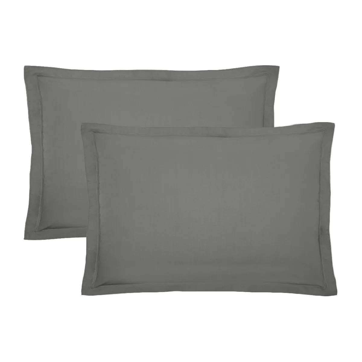 Garnier Thiebaut Lot De 2 Taies Percale De Coton 90 Fils/cm² Coloris Gris Acier Olana Acier