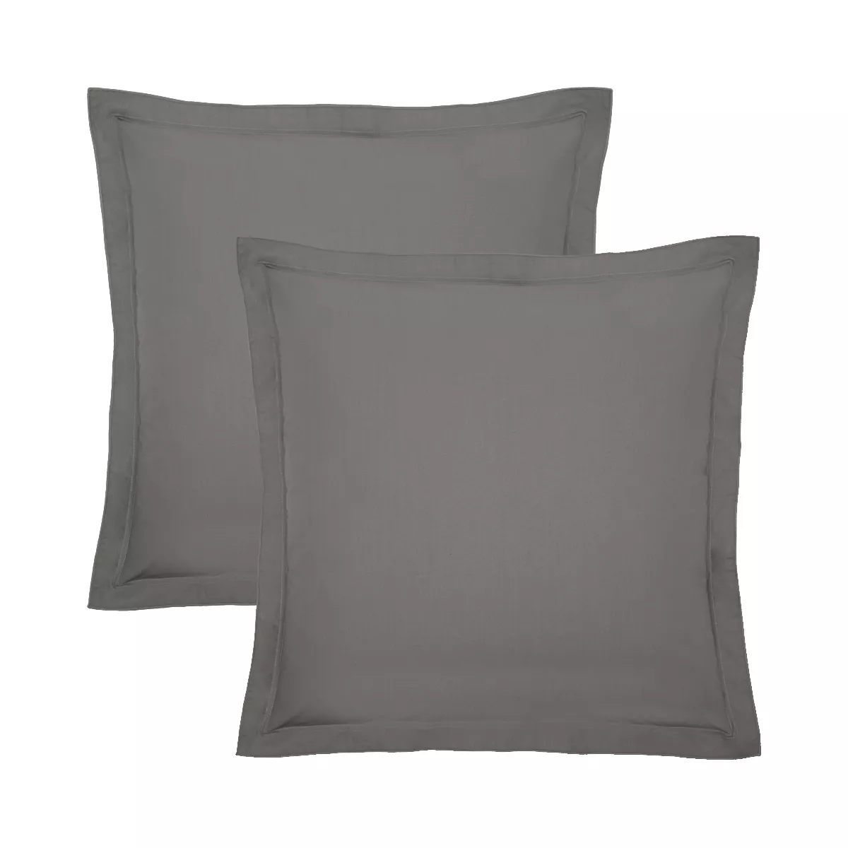 garnier thiebaut Lot de 2 taies percale de coton 90 fils/cm² coloris gris acier Olana acier