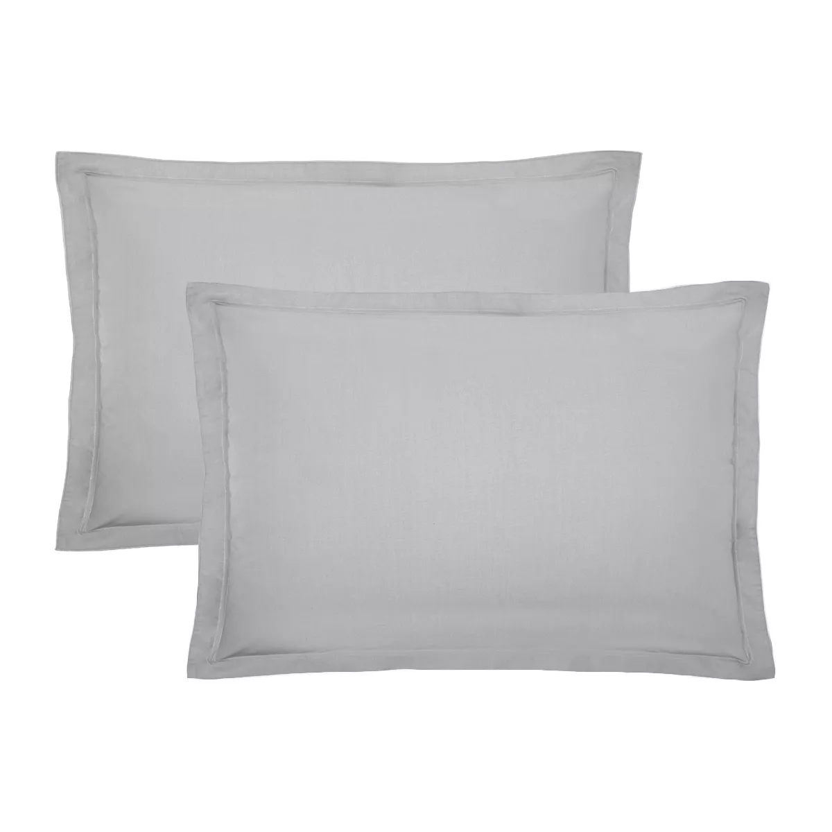 Garnier Thiebaut Lot De 2 Taies Percale De Coton 90 Fils/cm² Coloris Gris Platine Olana Platine