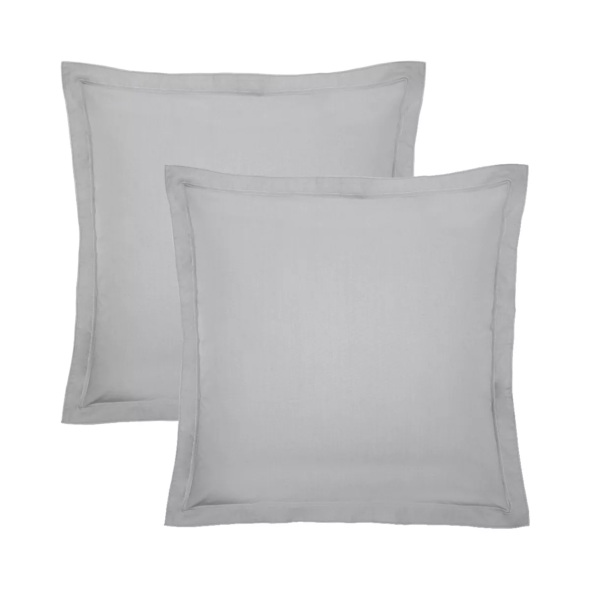 garnier thiebaut Lot de 2 taies percale de coton 90 fils/cm² coloris gris platine Olana platine