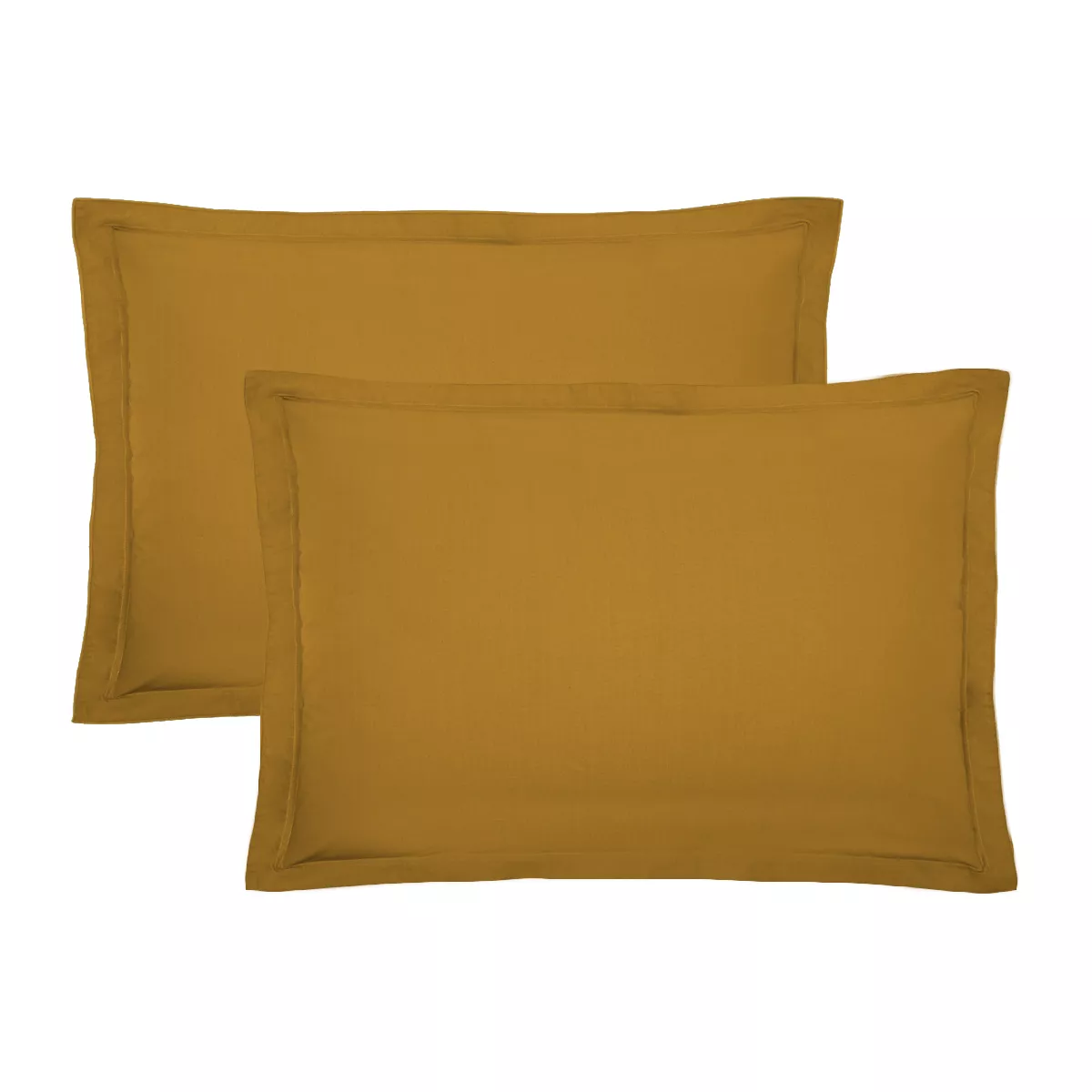 Garnier Thiebaut Lot De 2 Taies Percale De Coton 90 Fils/cm² Coloris Jaune Safran Olana Safran