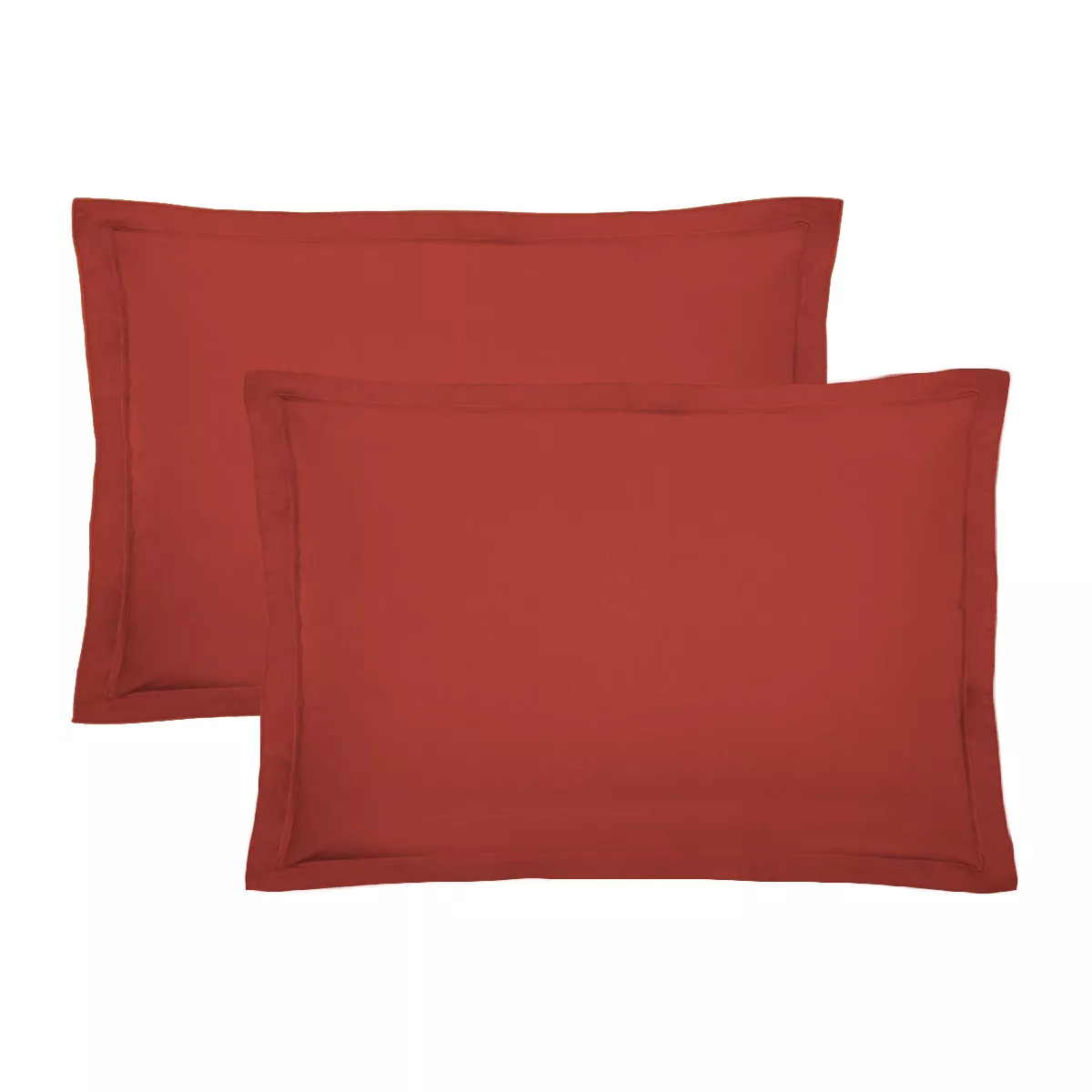 Garnier Thiebaut Lot De 2 Taies Percale De Coton 90 Fils/cm² Coloris Orange Rouille Olana Rouille