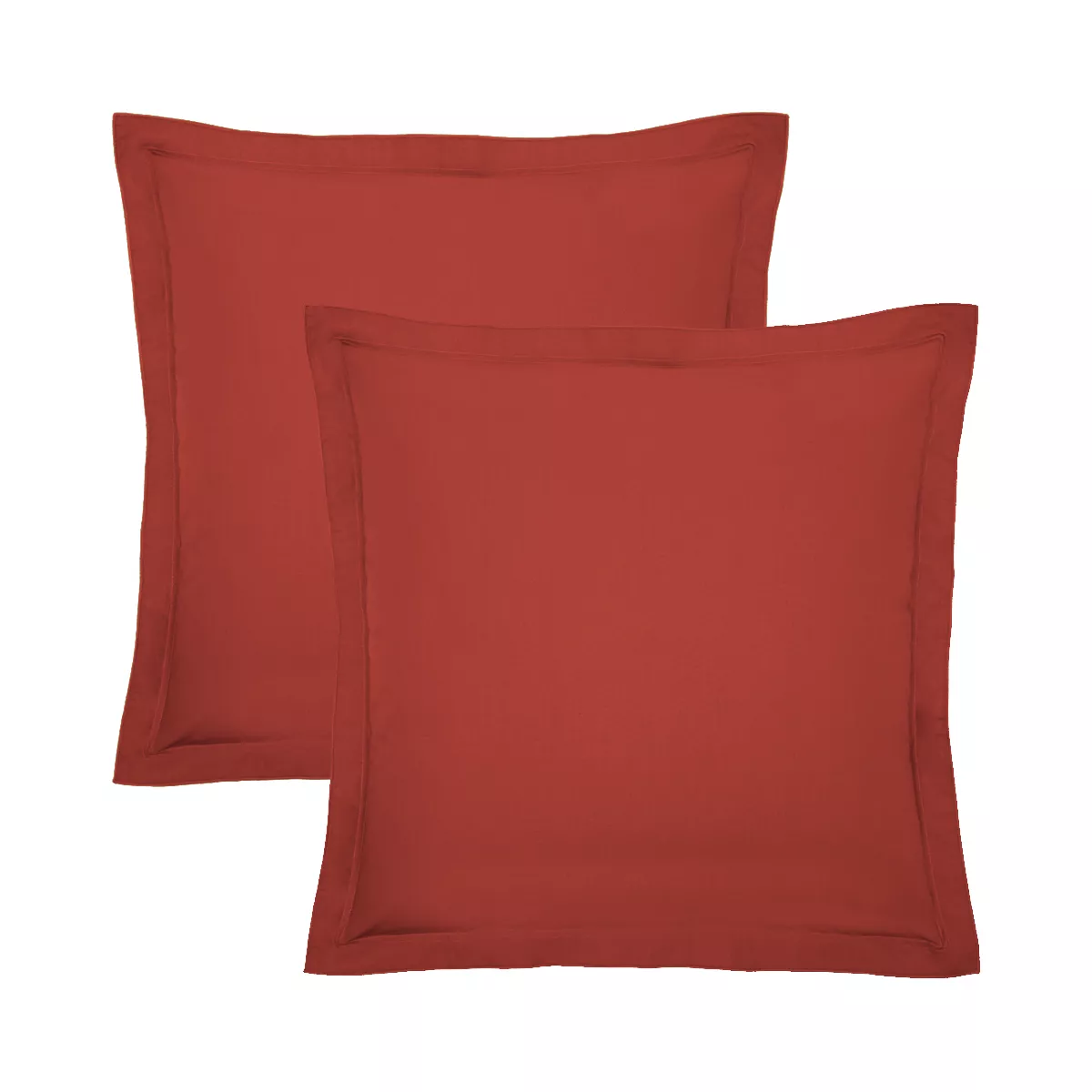 garnier thiebaut Lot de 2 taies percale de coton 90 fils/cm² coloris orange rouille Olana rouille