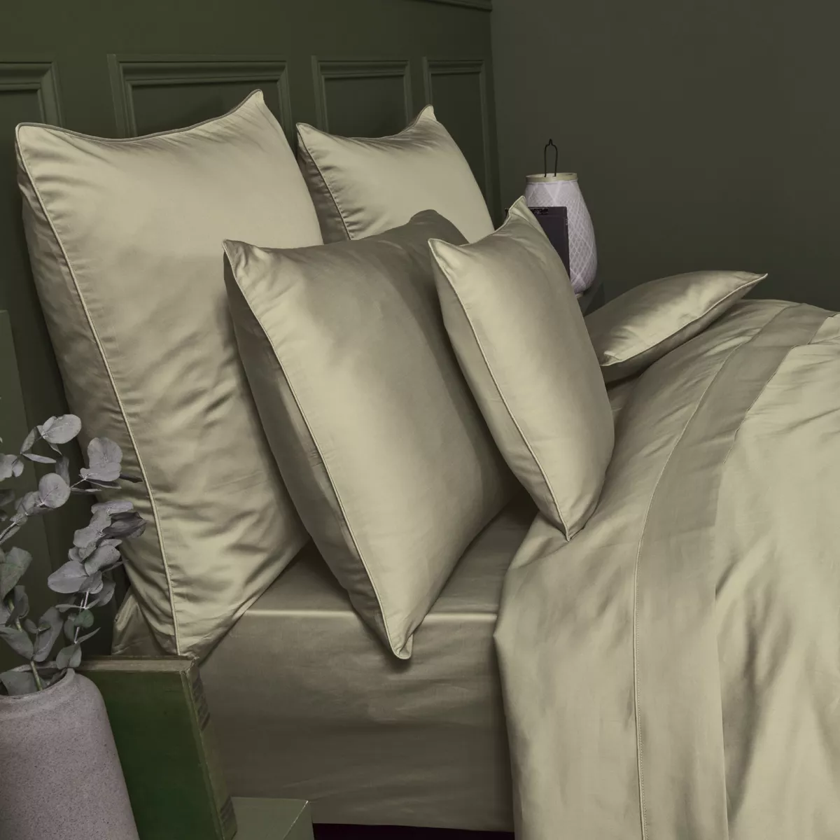 Garnier Thiebaut Lot De 2 Taies Satin De Coton 120 Fils/cm² Coloris Brun Camel Ava Uni Camel